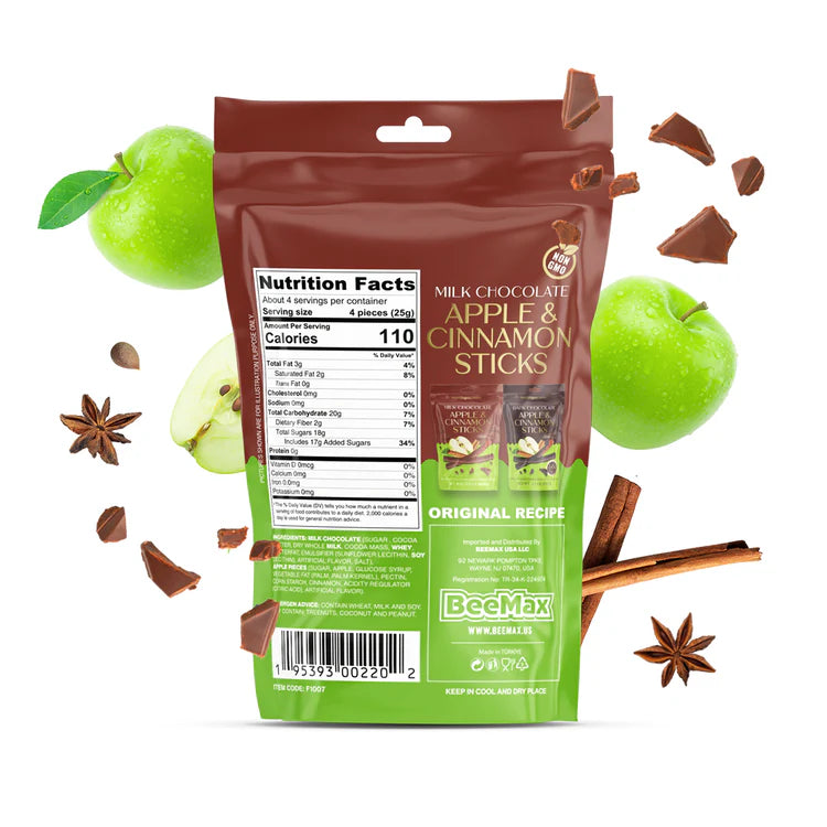 Beemax Milk Chocolate Covered Dried Apple & Cinnamon Sticks 3.5oz