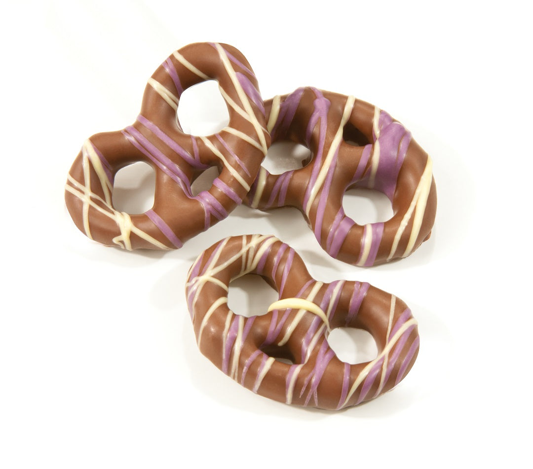 Asher's dark chocolate mini pretzel with pastel string