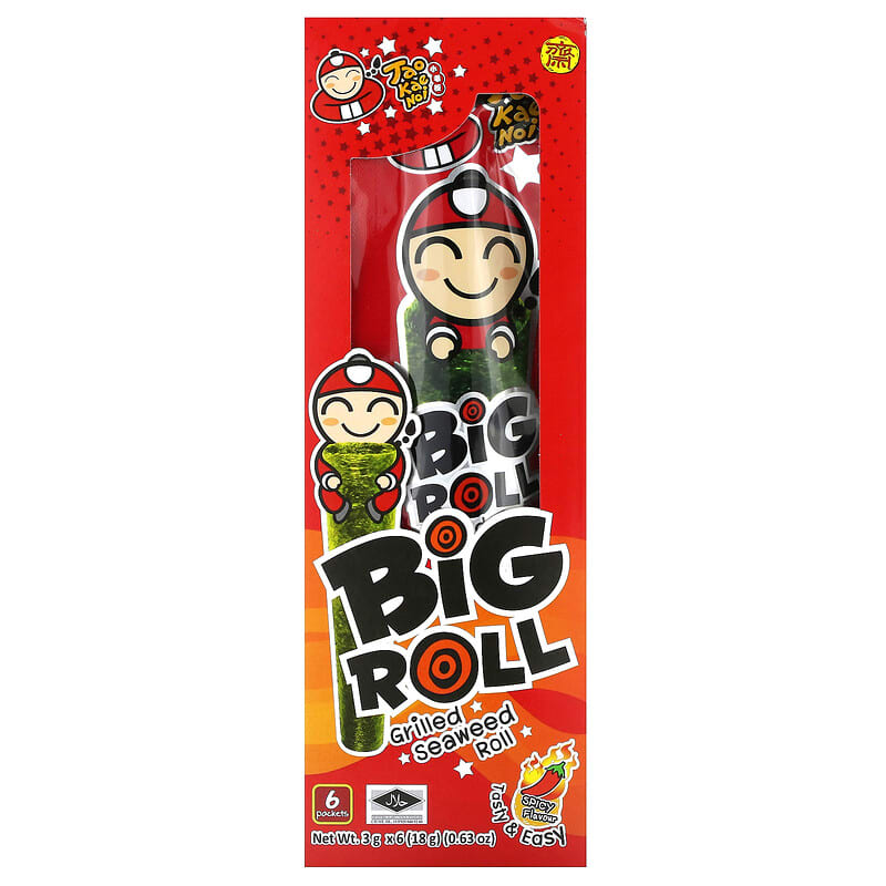 Tao Kae Noi, Big Roll, Grilled Seaweed Roll, Spicy, 6 Packets