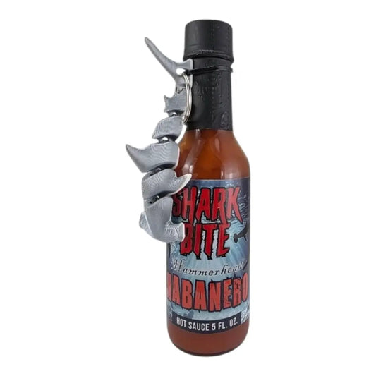 Shark Bite Hammerhead Habanero Hot Sauce with Shark Keychain