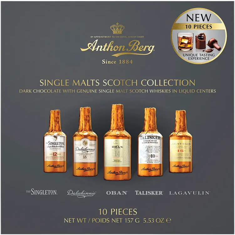 Anthon Berg dark chocolate single malt scotch whisky set of 10 -  5.47 oz