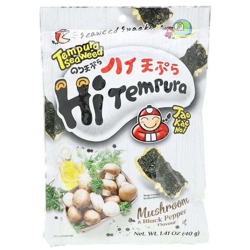 Tao Kae Noi, HiTempura Seaweed Snack, Mushroom & Black Pepper