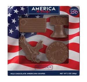 America 250 Liberty Bell, Flag, Eagle, & Coin Milk Chocolate Minis 2 Oz