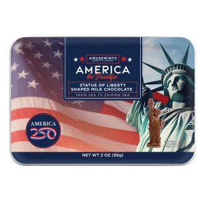 AMERICA 250 STATUE OF LIBERTY MILK CHOCOLATE MINIS 2 OZ TIN