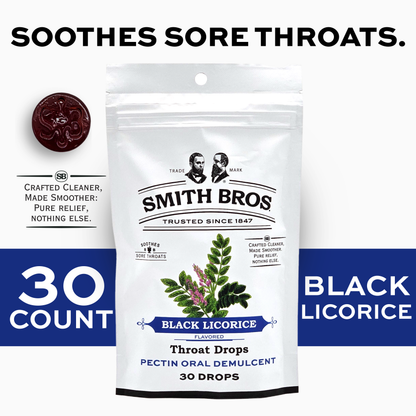 Smith Brothers Black Licorice Throat Drops Bag - 30 Ct