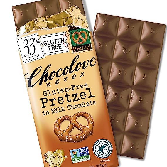 CHOCOLOVE GLUTEN FREE PRETZEL IN MILK CHOCOLATE 3.2 OZ BAR