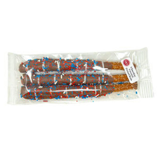 Milk Chocolate Covered Pretzel Rods - Patriotic
