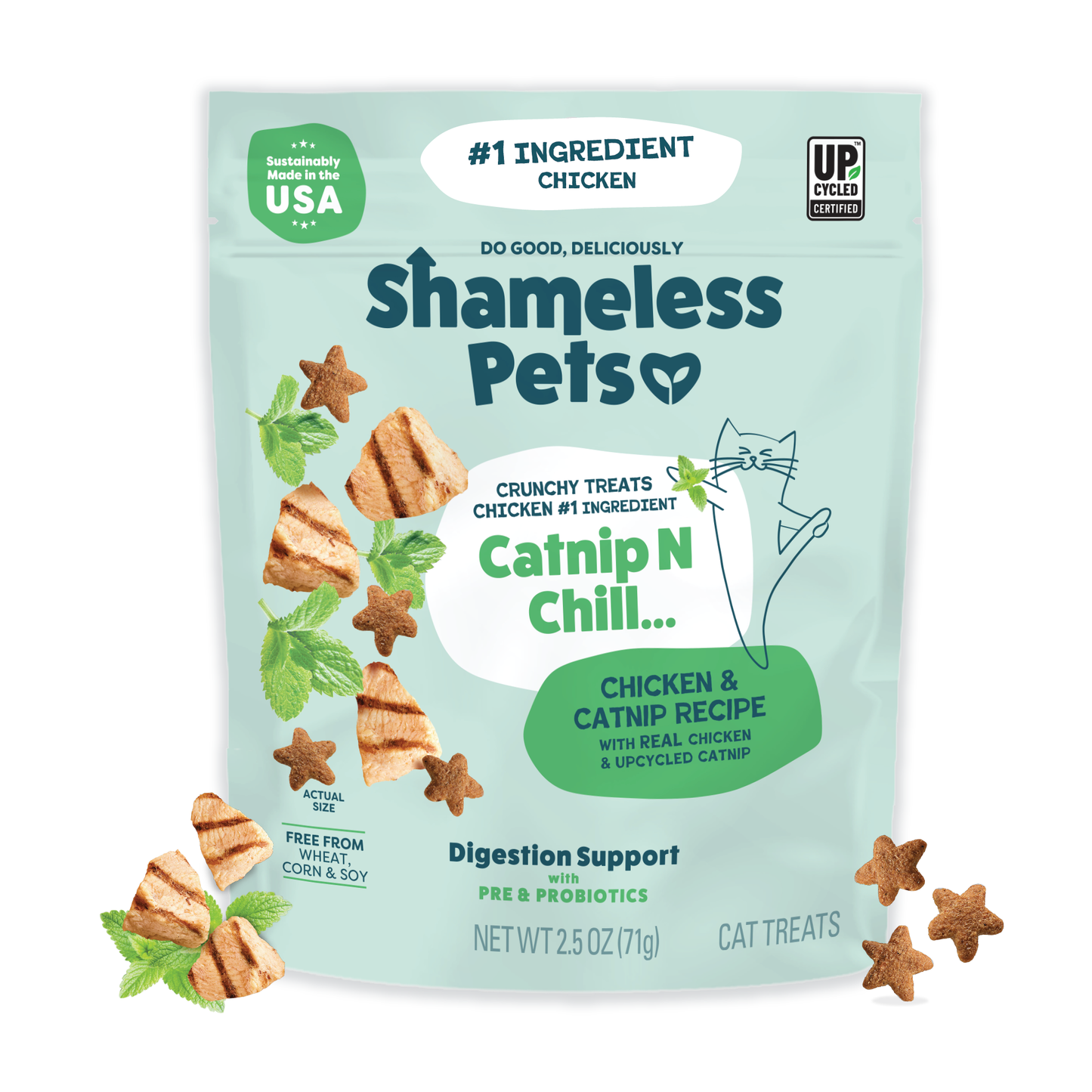 Shameless Catnip N Chill Crunchy Cat Treats - Chicken