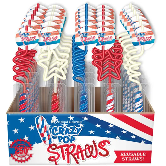 America 250 - Crazy Pop Straws Red/White/Blue Lollipop Straw