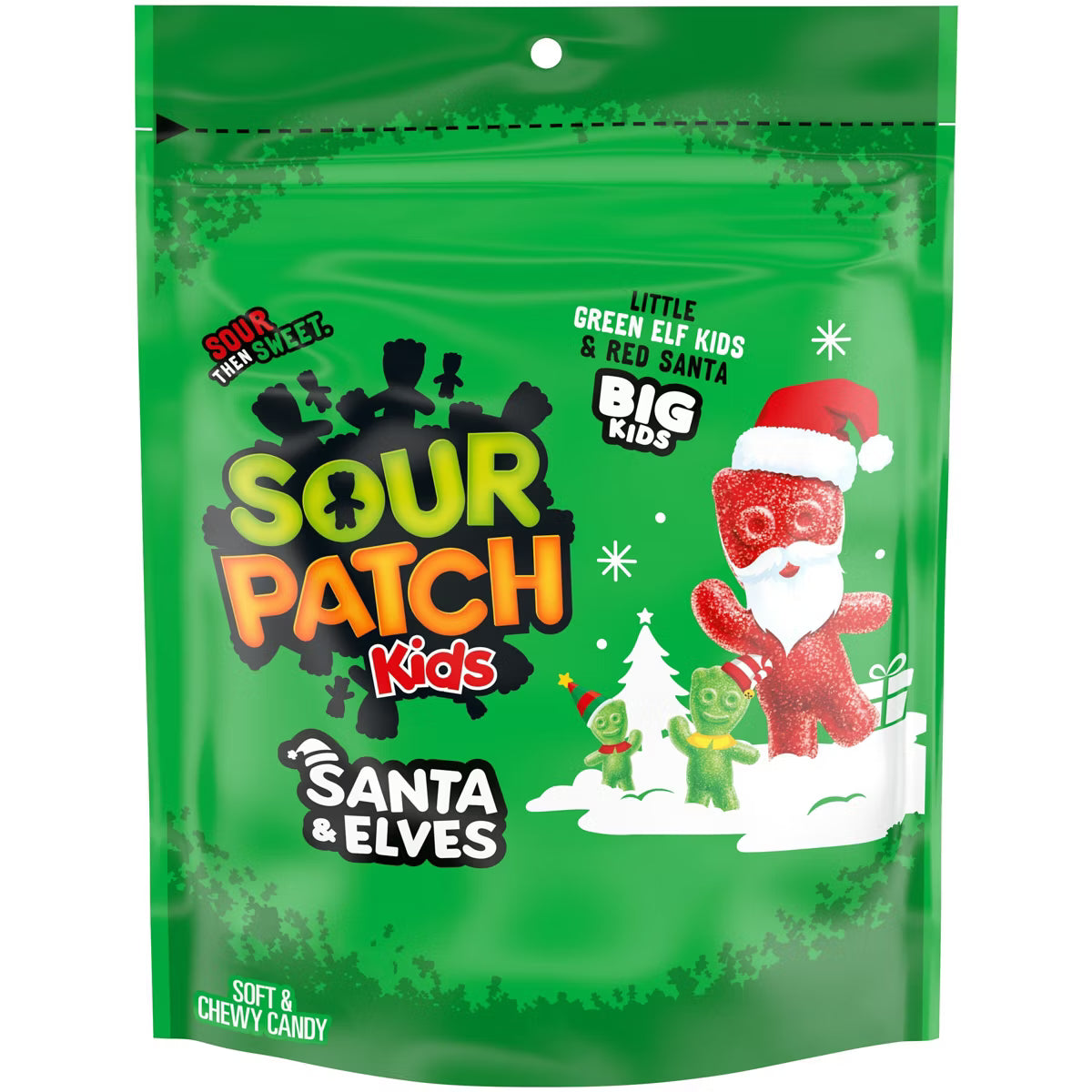 SOUR PATCH KIDS Santa and Elves Christmas Candy Bag Stocking Stuffers - 9.8oz