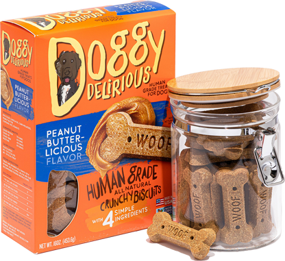 Doggy Delirious Dog Treats Crunchy Bones with Peanut Butter