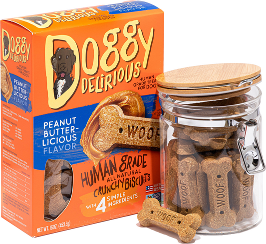 Doggy Delirious Dog Treats Crunchy Bones with Peanut Butter