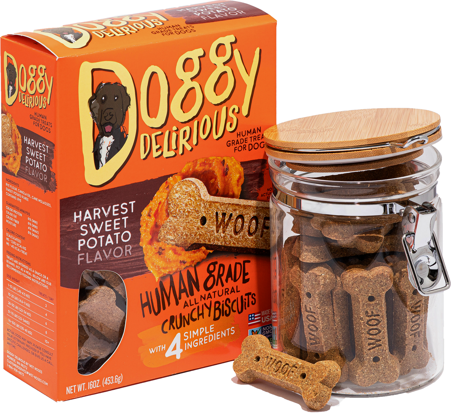 Doggy Delirious Dog Treats Harvest Sweet Potato Bones 16oz