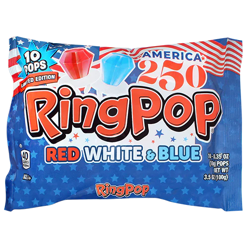 Ring Pop Red White & Blue 10 count 3.5 oz. Bag