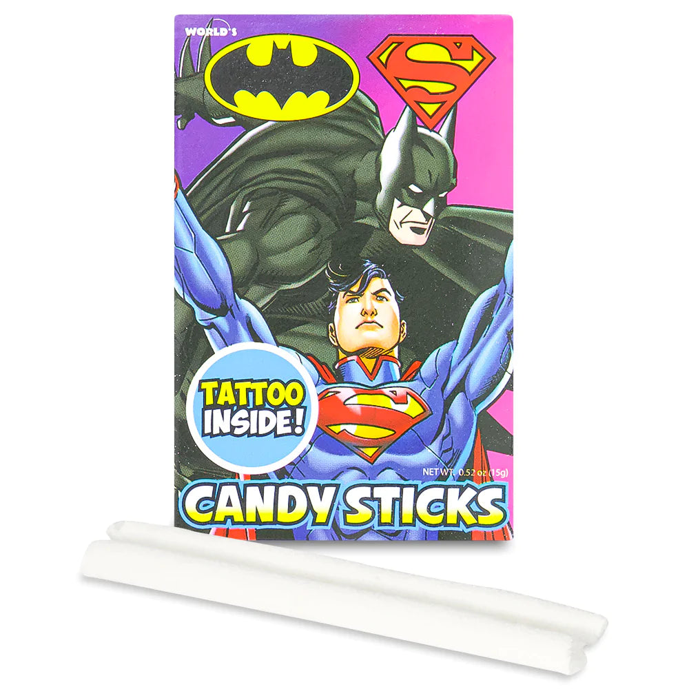 BATMAN & SUPERMAN TATTOO CANDY STICKS