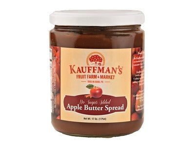 Kauffman's Apple Butter Spread, No Sugar Added, With Spice 17 oz Jar